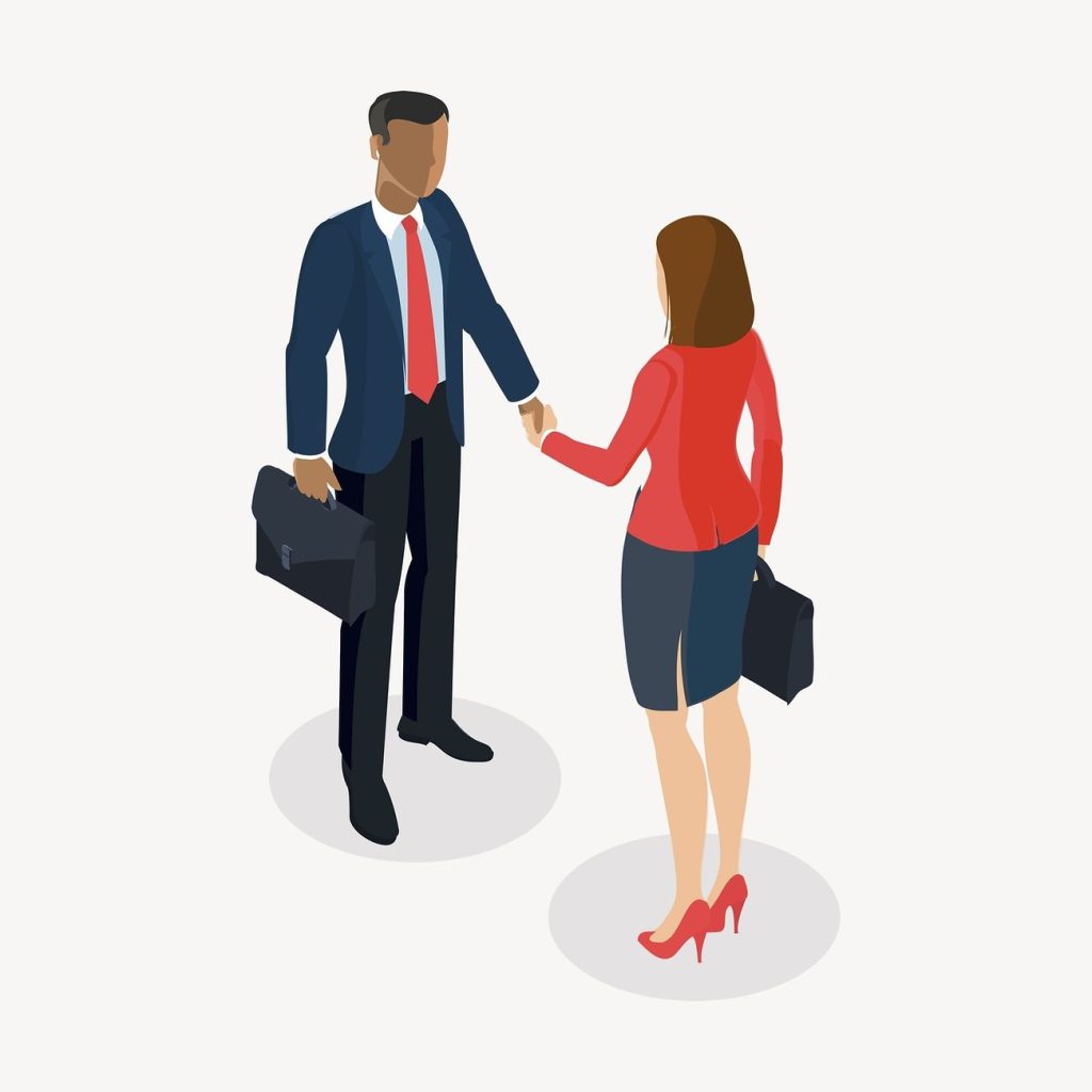 Business people handshake clipart, character